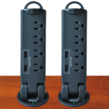 ELECTRIDUCT ED Desktop Pull-Up PowerTap Grommet with Surge Protector and USB PDC-SW-4P-2U-2